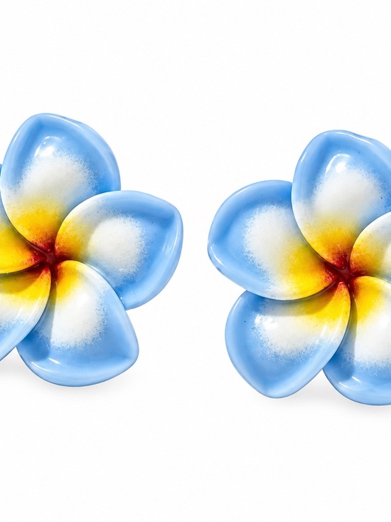 Jewelry - Blue Plumeria Flower Earrings | Hawaiian Jewerly, Islander
